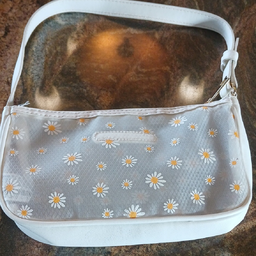 White Floral Mesh Bag